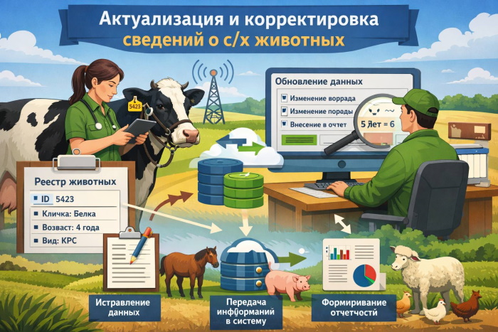 Государственная услуга: актуализация и корректировка сведений о сельскохозяйственных животных
